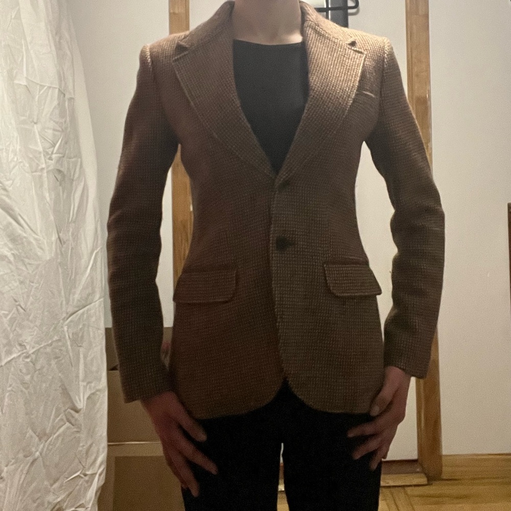 Ralph Lauren tweed womens blazer ft. cool suede elbow patches RARE